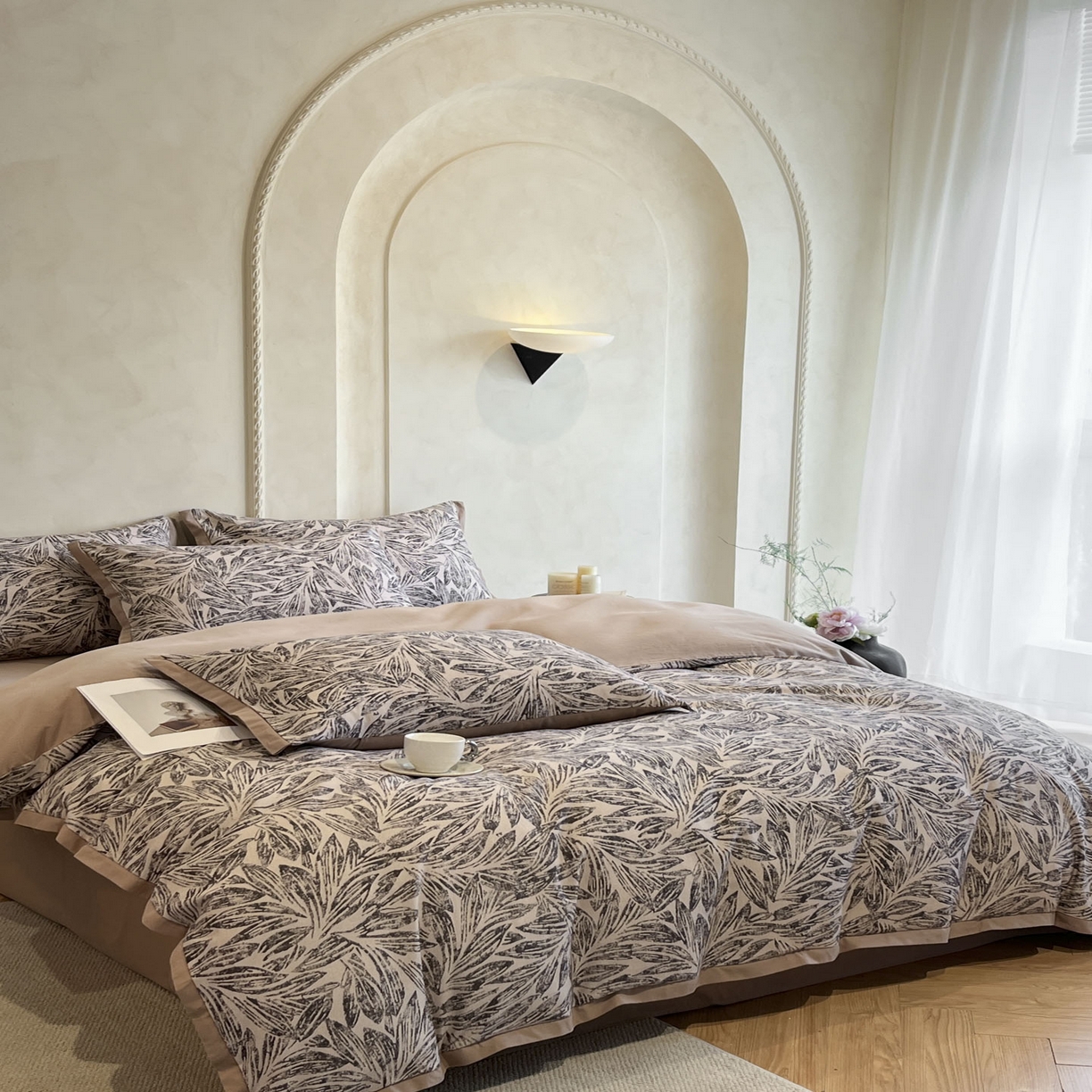 91家纺网 家纺一手货源 找家纺 柠馨2025全棉磨毛印花四件套精致小边款 渊默