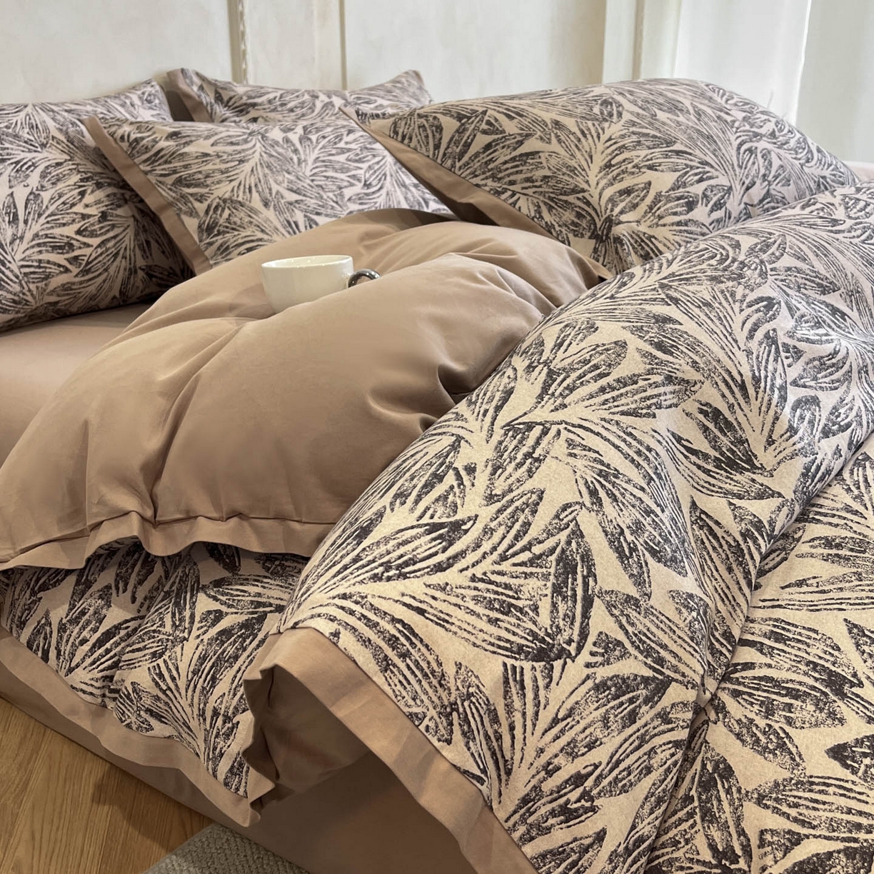 柠馨2025全棉磨毛印花四件套精致小边款 渊默