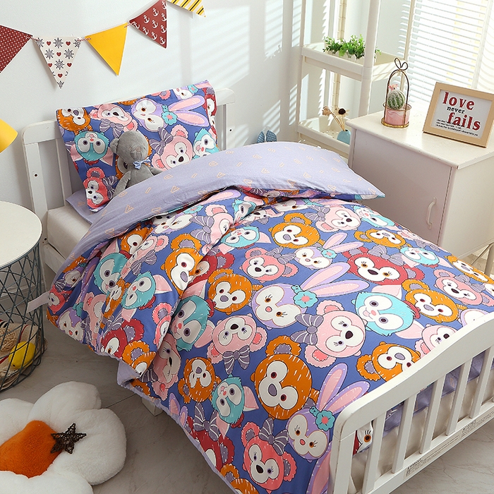 91家纺网 家纺一手货源 找家纺 八零年代 2025新款学生季特惠 全棉幼儿园三件套13372纯棉卡通三件套被套  露露兔