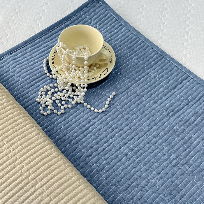 91家纺网 家纺一手货源 找家纺 拾小柒 2025新款全棉色织水洗棉隔脏姨妈垫护理垫床盖 牛仔蓝 不防水