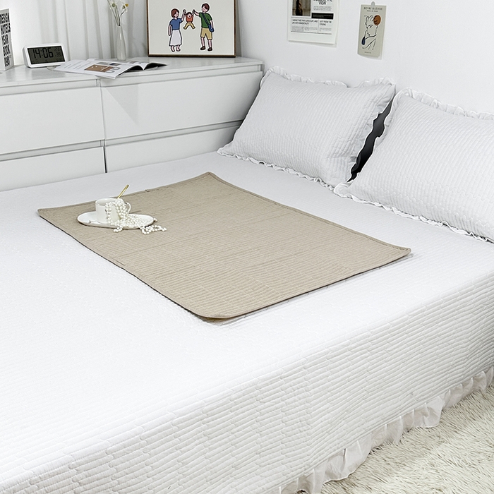 91家纺网 家纺一手货源 找家纺 拾小柒 2025新款全棉色织水洗棉隔脏姨妈垫护理垫床盖 卡其色 防水