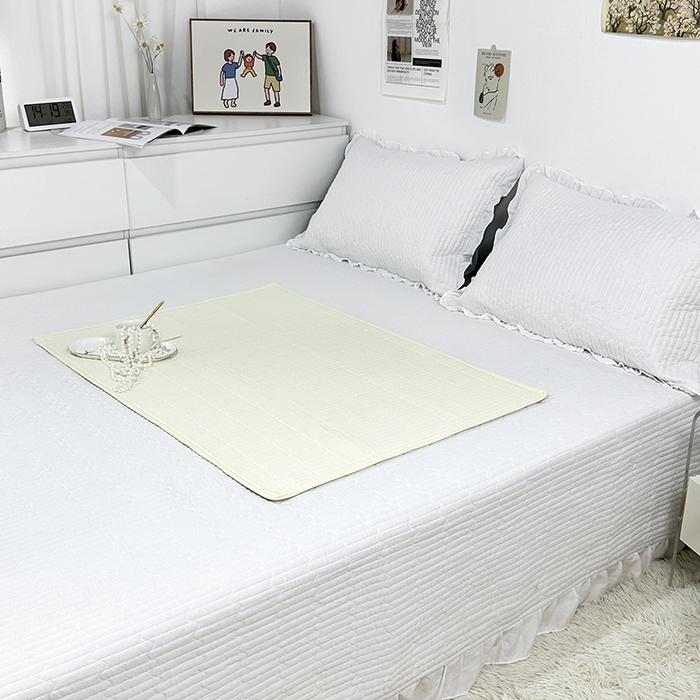 拾小柒 2025新款全棉色织水洗棉隔脏姨妈垫护理垫床盖 鹅黄色 防水