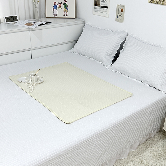 91家纺网 家纺一手货源 找家纺 拾小柒 2025新款全棉色织水洗棉隔脏姨妈垫护理垫床盖 鹅黄色 防水