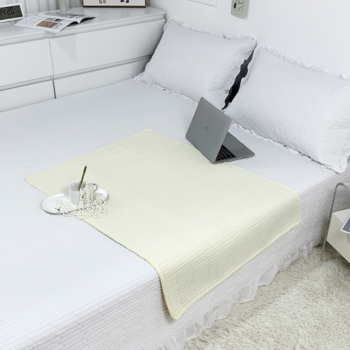 91家纺网 家纺一手货源 找家纺 拾小柒 2025新款全棉色织水洗棉隔脏姨妈垫护理垫床盖 鹅黄色 防水