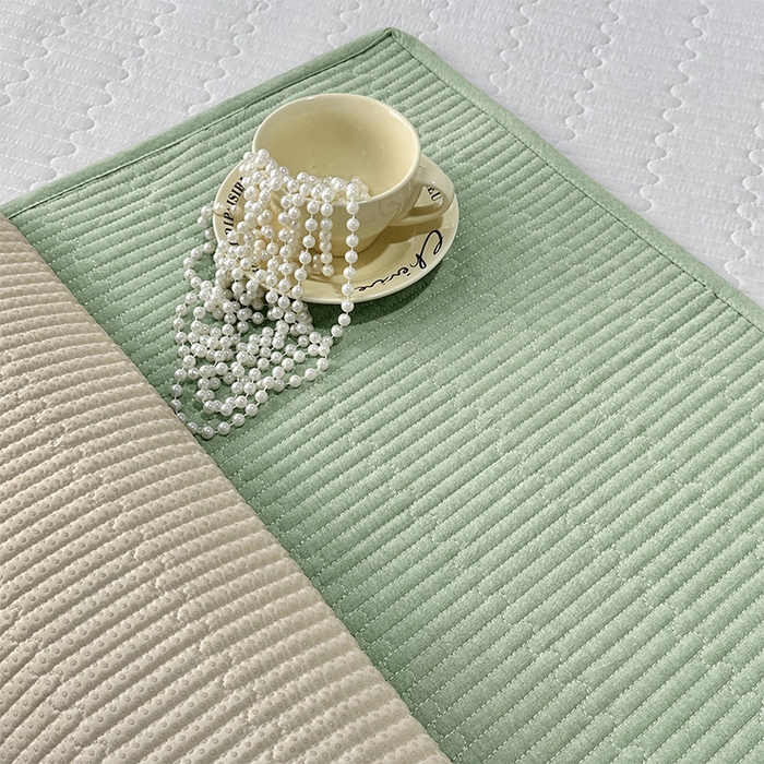 91家纺网 家纺一手货源 找家纺 拾小柒 2025新款全棉色织水洗棉隔脏姨妈垫护理垫床盖 浅绿色 不防水