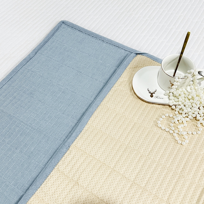 91家纺网 家纺一手货源 找家纺 拾小柒 2025新款全棉色织水洗棉隔脏姨妈垫护理垫床盖 浅蓝色 防水