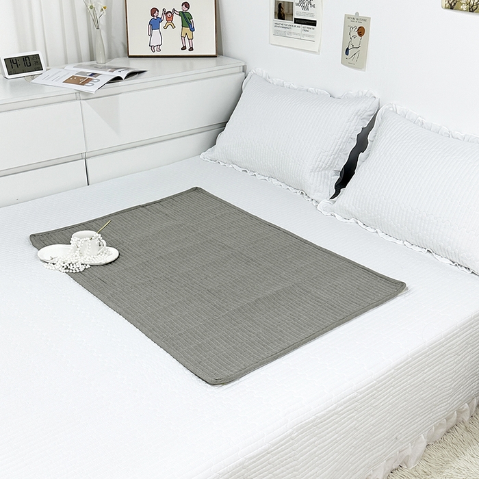 91家纺网 家纺一手货源 找家纺 拾小柒 2025新款全棉色织水洗棉隔脏姨妈垫护理垫床盖 青灰色 防水