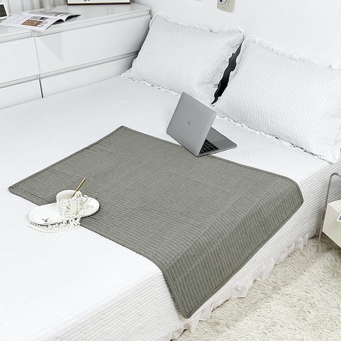 91家纺网 家纺一手货源 找家纺 拾小柒 2025新款全棉色织水洗棉隔脏姨妈垫护理垫床盖 青灰色 防水