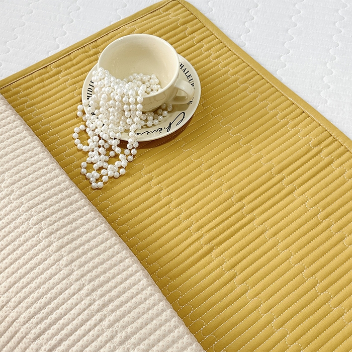 91家纺网 家纺一手货源 找家纺 拾小柒 2025新款全棉色织水洗棉隔脏姨妈垫护理垫床盖 姜黄色 不防水