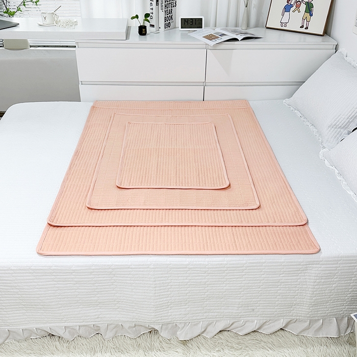 91家纺网 家纺一手货源 找家纺 拾小柒 2025新款全棉色织水洗棉隔脏姨妈垫护理垫床盖 粉玉色 防水