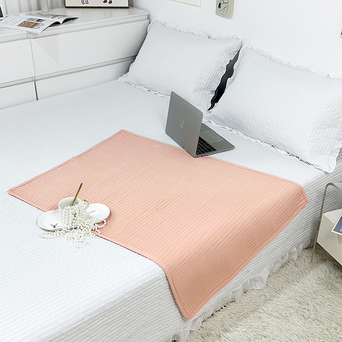 91家纺网 家纺一手货源 找家纺 拾小柒 2025新款全棉色织水洗棉隔脏姨妈垫护理垫床盖 粉玉色 防水