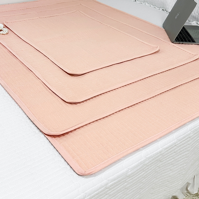 91家纺网 家纺一手货源 找家纺 拾小柒 2025新款全棉色织水洗棉隔脏姨妈垫护理垫床盖 粉玉色 防水