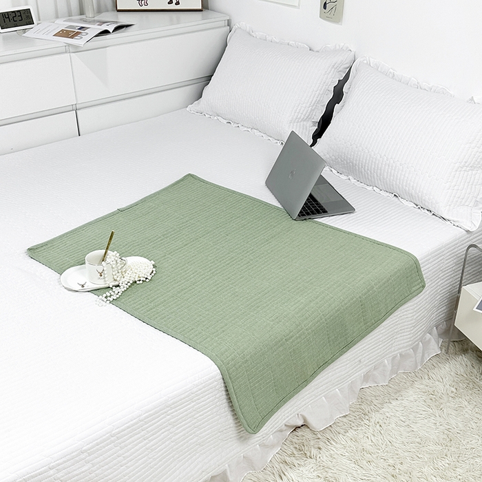91家纺网 家纺一手货源 找家纺 拾小柒 2025新款全棉色织水洗棉隔脏姨妈垫护理垫床盖 浅绿色 防水