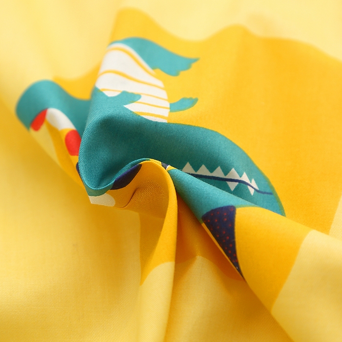 91家纺网 家纺一手货源 找家纺 八零年代 2025新款学生季特惠 全棉幼儿园三件套13372纯棉卡通三件套被套 恐龙乐园-黄