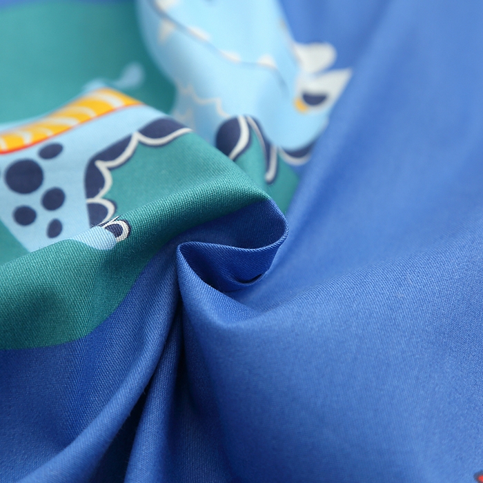 91家纺网 家纺一手货源 找家纺 八零年代 2025新款学生季特惠 全棉幼儿园三件套13372纯棉卡通三件套被套  恐龙乐园-蓝