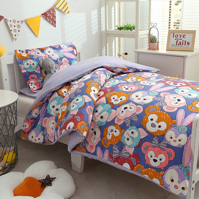 91家纺网 家纺一手货源 找家纺 八零年代 2025新款学生季特惠 全棉幼儿园三件套13372纯棉卡通三件套被套  露露兔