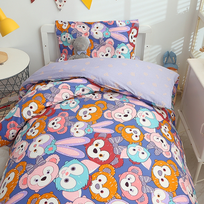 91家纺网 家纺一手货源 找家纺 八零年代 2025新款学生季特惠 全棉幼儿园三件套13372纯棉卡通三件套被套  露露兔