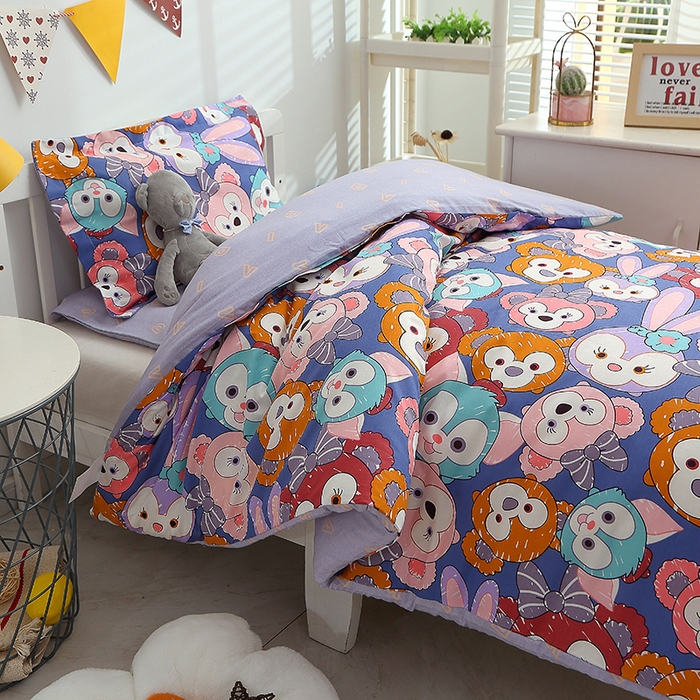 91家纺网 家纺一手货源 找家纺 八零年代 2025新款学生季特惠 全棉幼儿园三件套13372纯棉卡通三件套被套  露露兔