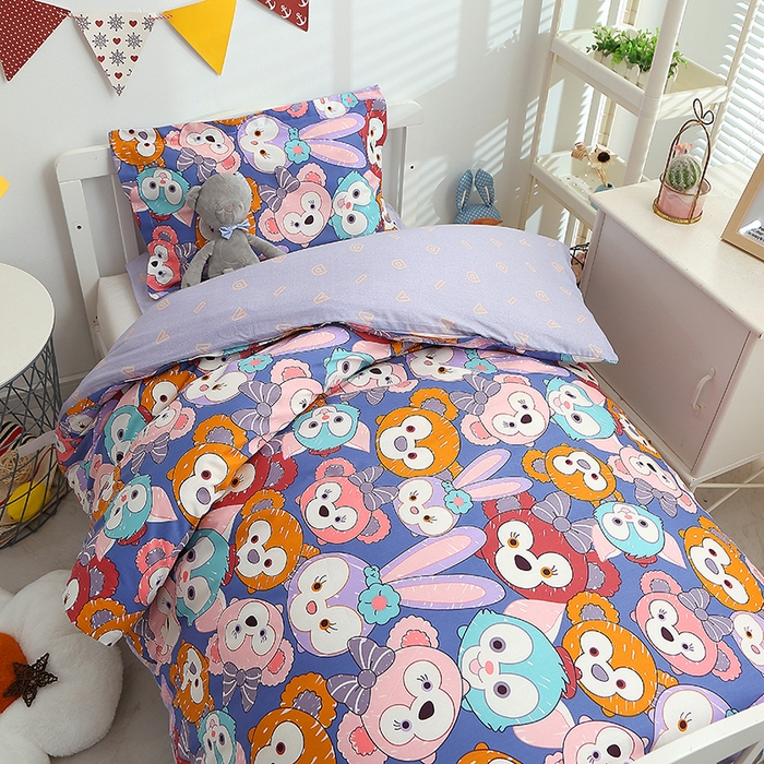 91家纺网 家纺一手货源 找家纺 八零年代 2025新款学生季特惠 全棉幼儿园三件套13372纯棉卡通三件套被套  露露兔