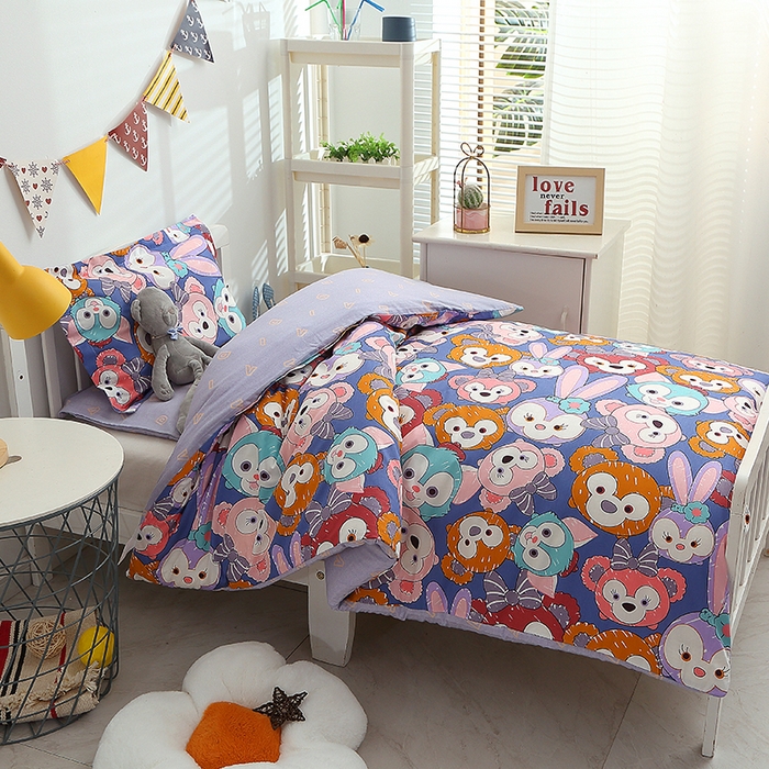 91家纺网 家纺一手货源 找家纺 八零年代 2025新款学生季特惠 全棉幼儿园三件套13372纯棉卡通三件套被套  露露兔