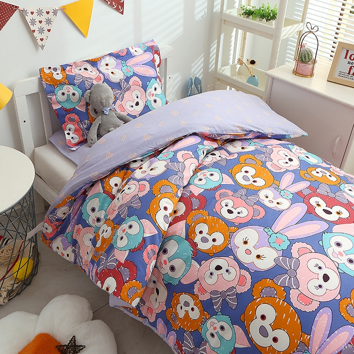 91家纺网 家纺一手货源 找家纺 八零年代 2025新款学生季特惠 全棉幼儿园三件套13372纯棉卡通三件套被套  露露兔