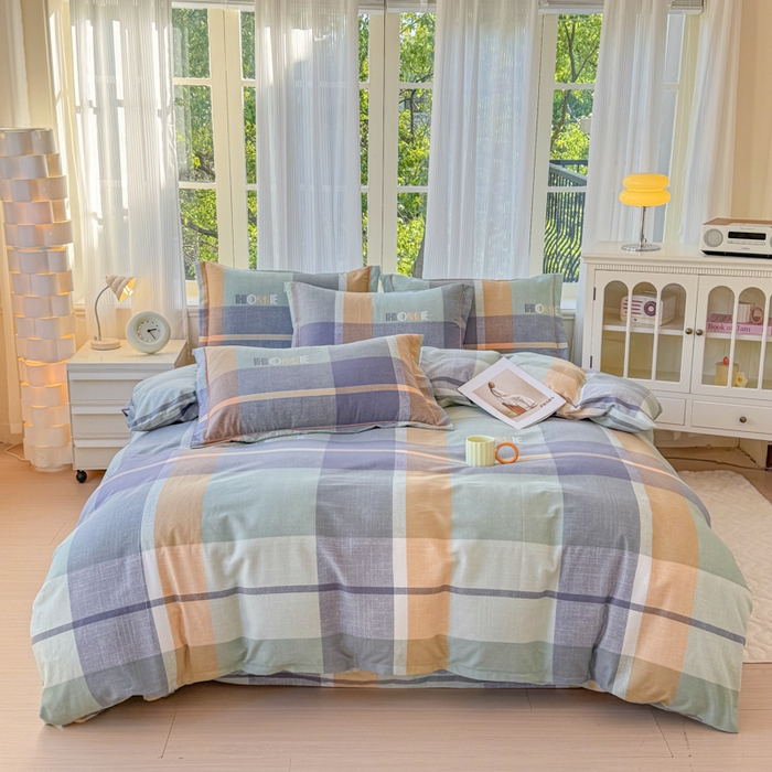 91家纺网 家纺一手货源 找家纺 铭浩 2025新款纯棉棉加厚磨毛升级喷气面料全棉四件套三件套心动