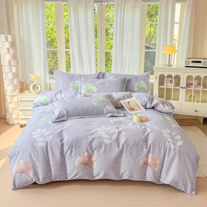 91家纺网 家纺一手货源 找家纺 铭浩 2025新款纯棉棉加厚磨毛升级喷气面料全棉四件套三件套研秋－灰