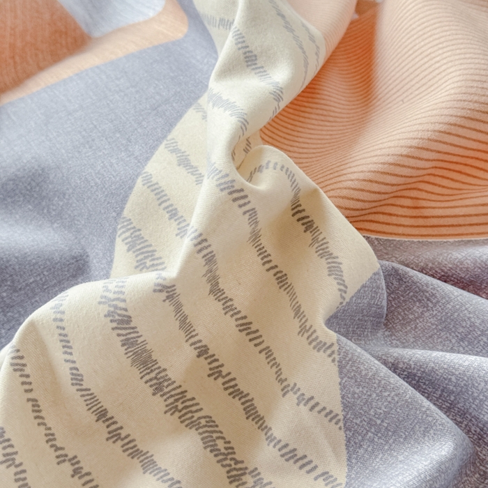 91家纺网 家纺一手货源 找家纺 铭浩 2025新款纯棉棉加厚磨毛升级喷气面料全棉四件套三件套创意几何－桔