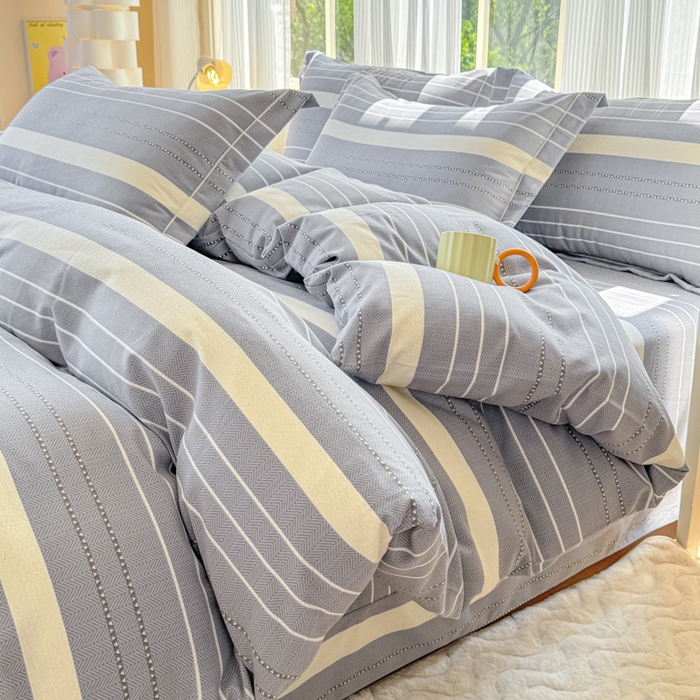 91家纺网 家纺一手货源 找家纺 铭浩 2025新款纯棉棉加厚磨毛升级喷气面料全棉四件套三件套芬利