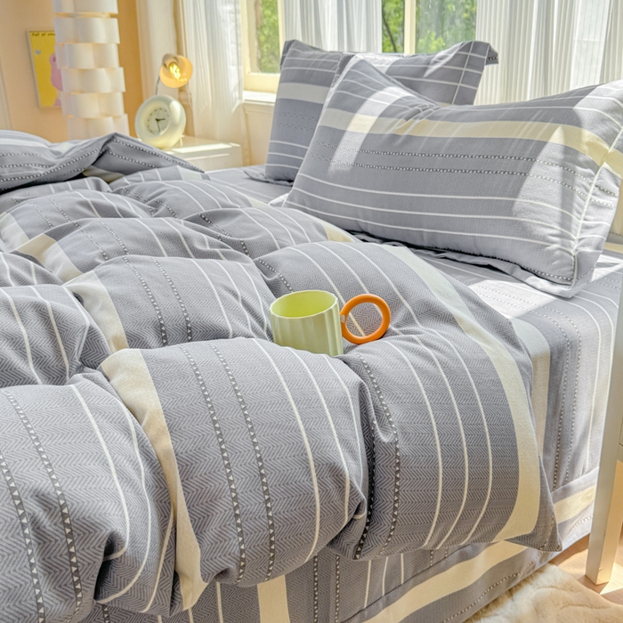 91家纺网 家纺一手货源 找家纺 铭浩 2025新款纯棉棉加厚磨毛升级喷气面料全棉四件套三件套芬利