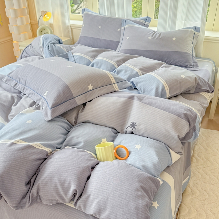 91家纺网 家纺一手货源 找家纺 铭浩 2025新款纯棉棉加厚磨毛升级喷气面料全棉四件套三件套格利亚