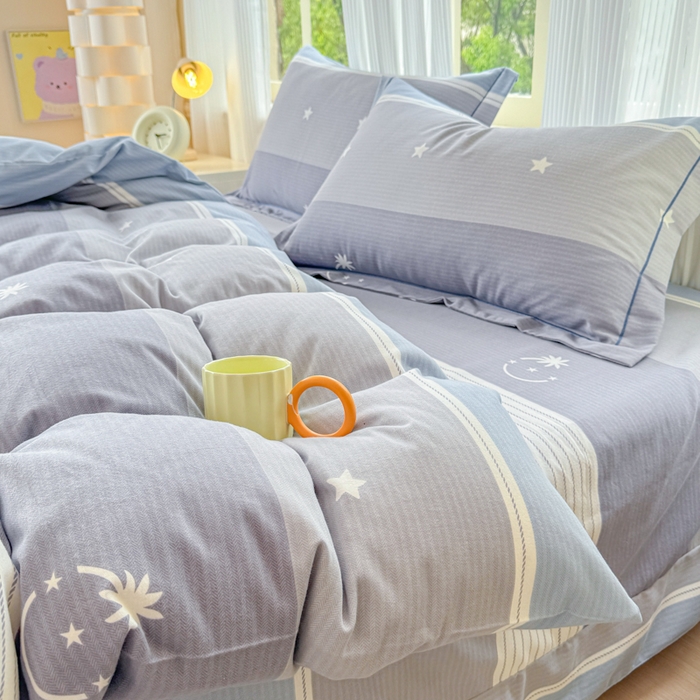 91家纺网 家纺一手货源 找家纺 铭浩 2025新款纯棉棉加厚磨毛升级喷气面料全棉四件套三件套格利亚