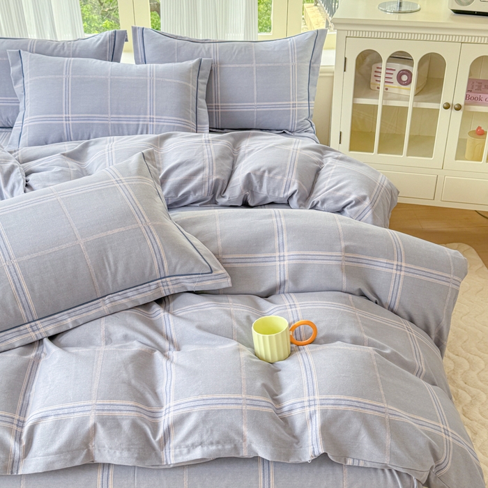 91家纺网 家纺一手货源 找家纺 铭浩 2025新款纯棉棉加厚磨毛升级喷气面料全棉四件套三件套莫里特－灰