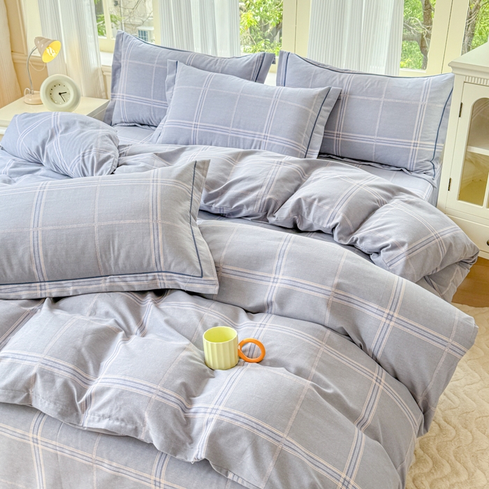 91家纺网 家纺一手货源 找家纺 铭浩 2025新款纯棉棉加厚磨毛升级喷气面料全棉四件套三件套莫里特－灰