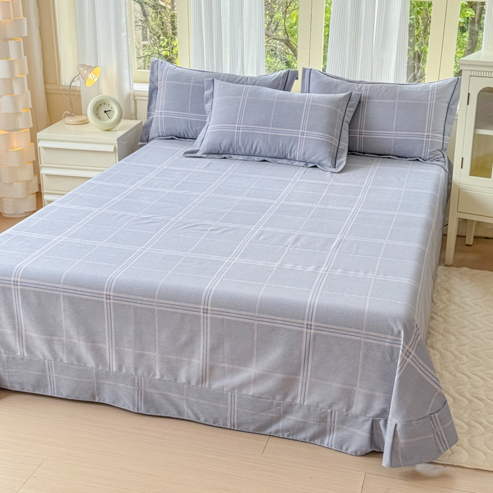 91家纺网 家纺一手货源 找家纺 铭浩 2025新款纯棉棉加厚磨毛升级喷气面料全棉四件套三件套莫里特－灰