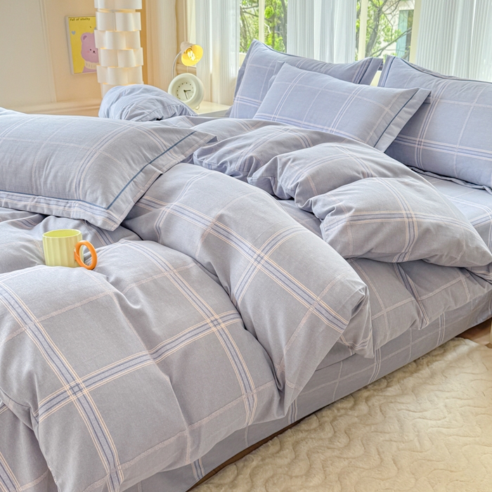 91家纺网 家纺一手货源 找家纺 铭浩 2025新款纯棉棉加厚磨毛升级喷气面料全棉四件套三件套莫里特－灰