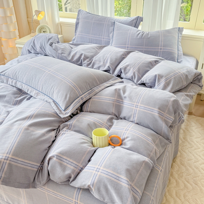 91家纺网 家纺一手货源 找家纺 铭浩 2025新款纯棉棉加厚磨毛升级喷气面料全棉四件套三件套莫里特－灰