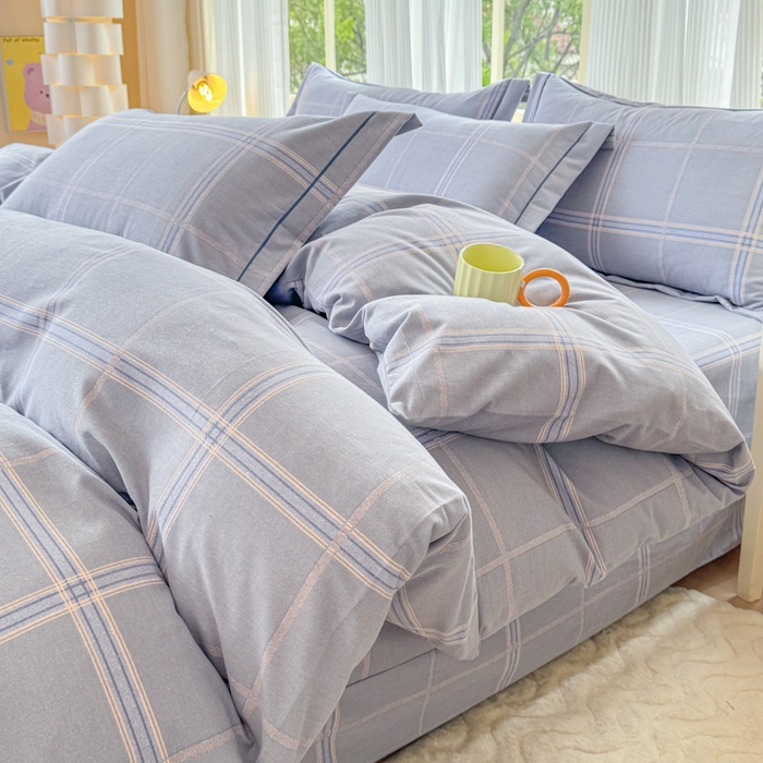 91家纺网 家纺一手货源 找家纺 铭浩 2025新款纯棉棉加厚磨毛升级喷气面料全棉四件套三件套莫里特－灰