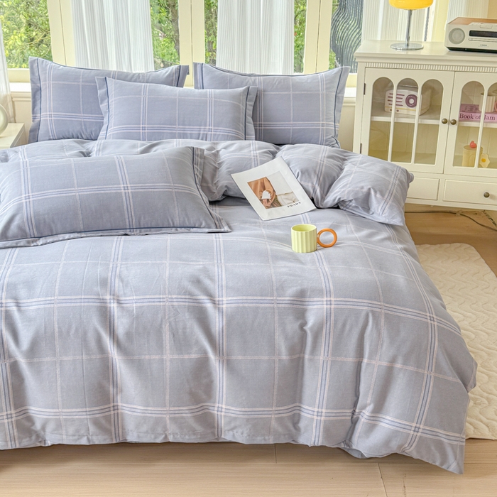 91家纺网 家纺一手货源 找家纺 铭浩 2025新款纯棉棉加厚磨毛升级喷气面料全棉四件套三件套莫里特－灰