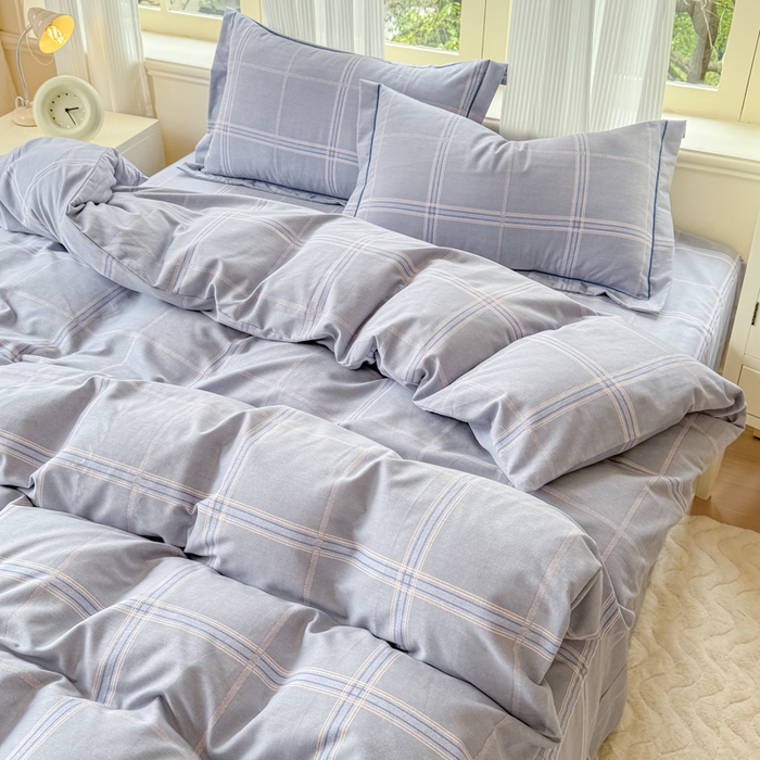 91家纺网 家纺一手货源 找家纺 铭浩 2025新款纯棉棉加厚磨毛升级喷气面料全棉四件套三件套莫里特－灰