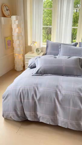 91家纺网 家纺一手货源 找家纺 铭浩 2025新款纯棉棉加厚磨毛升级喷气面料全棉四件套三件套莫里特－灰