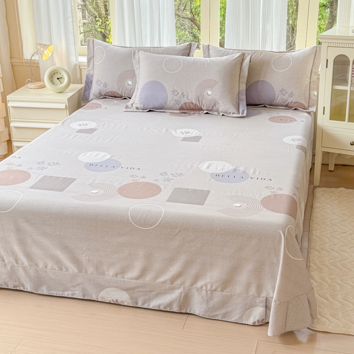 91家纺网 家纺一手货源 找家纺 铭浩 2025新款纯棉棉加厚磨毛升级喷气面料全棉四件套三件套沐清风风-灰