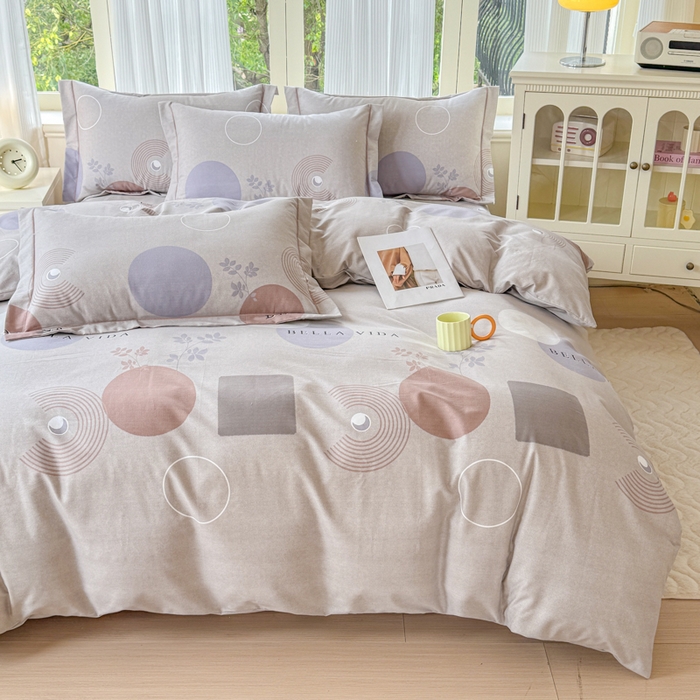 91家纺网 家纺一手货源 找家纺 铭浩 2025新款纯棉棉加厚磨毛升级喷气面料全棉四件套三件套沐清风风-灰