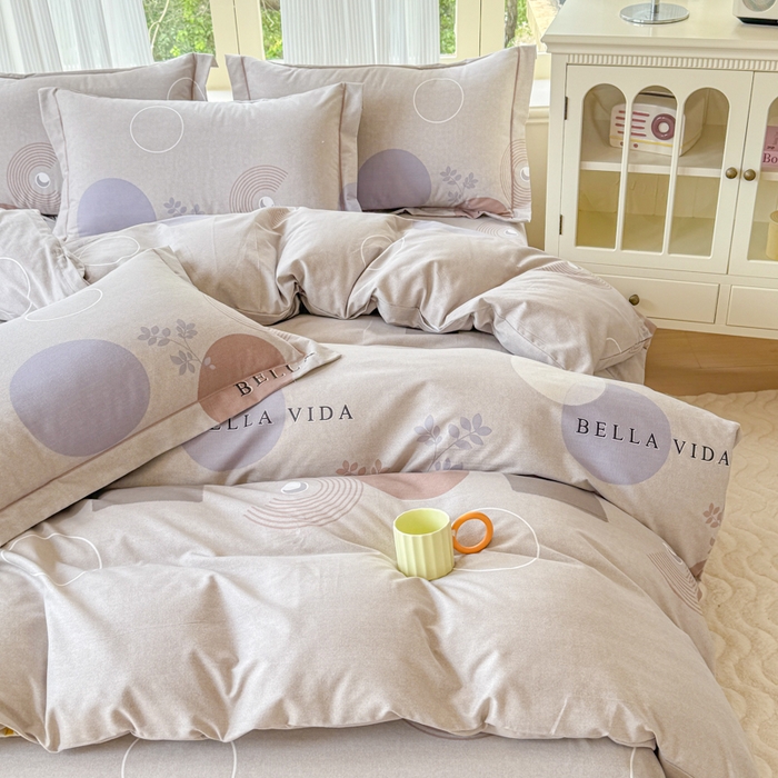 91家纺网 家纺一手货源 找家纺 铭浩 2025新款纯棉棉加厚磨毛升级喷气面料全棉四件套三件套沐清风风-灰