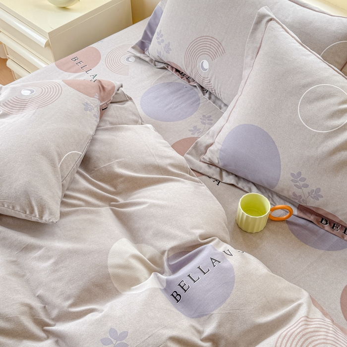 91家纺网 家纺一手货源 找家纺 铭浩 2025新款纯棉棉加厚磨毛升级喷气面料全棉四件套三件套沐清风风-灰