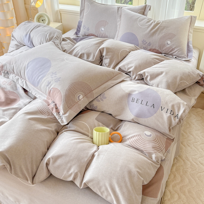 91家纺网 家纺一手货源 找家纺 铭浩 2025新款纯棉棉加厚磨毛升级喷气面料全棉四件套三件套沐清风风-灰