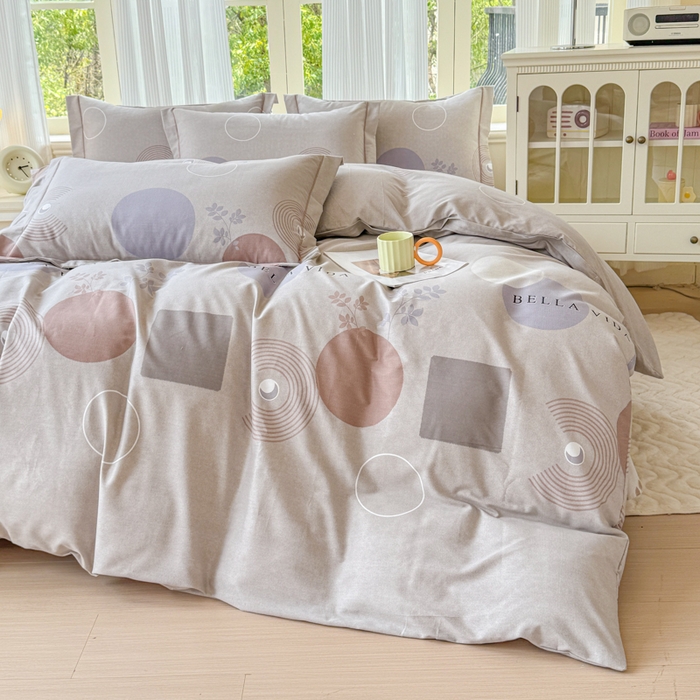 91家纺网 家纺一手货源 找家纺 铭浩 2025新款纯棉棉加厚磨毛升级喷气面料全棉四件套三件套沐清风风-灰