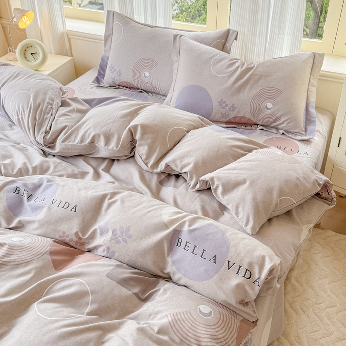 91家纺网 家纺一手货源 找家纺 铭浩 2025新款纯棉棉加厚磨毛升级喷气面料全棉四件套三件套沐清风风-灰