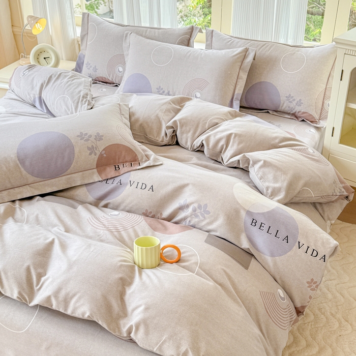 91家纺网 家纺一手货源 找家纺 铭浩 2025新款纯棉棉加厚磨毛升级喷气面料全棉四件套三件套沐清风风-灰