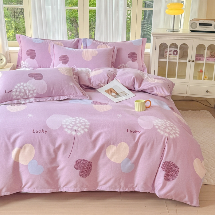 91家纺网 家纺一手货源 找家纺 铭浩 2025新款纯棉棉加厚磨毛升级喷气面料全棉四件套三件套怦然心动